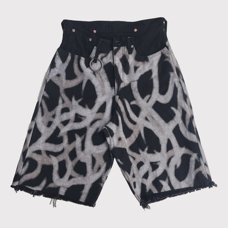 Cut OFF Heavy Wide Short Jeans(DISCHARGE PRINTED ASAT CAMO)