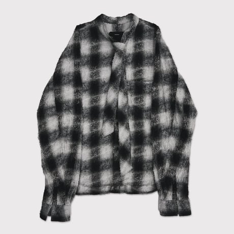 Shaggy Ombre Ribbon Shirt(DRUNK) BLACK