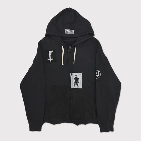 Bootleg Zip Up Hoodie With Patched(MIN) 5YEARS BLACK