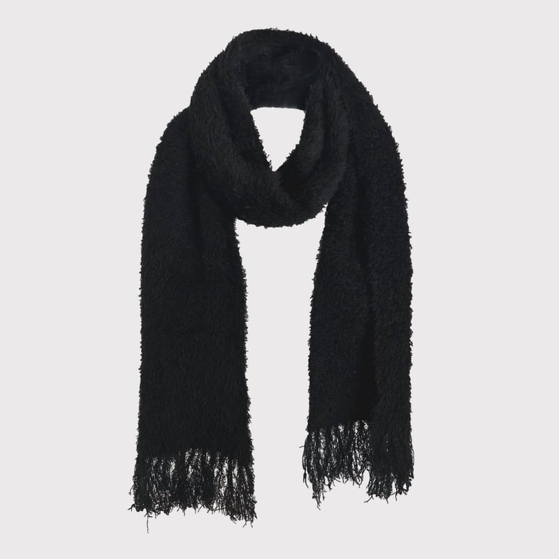 Shaggy Knit Scarf(FUR KNIT) BLACK | MINUS OFFIC