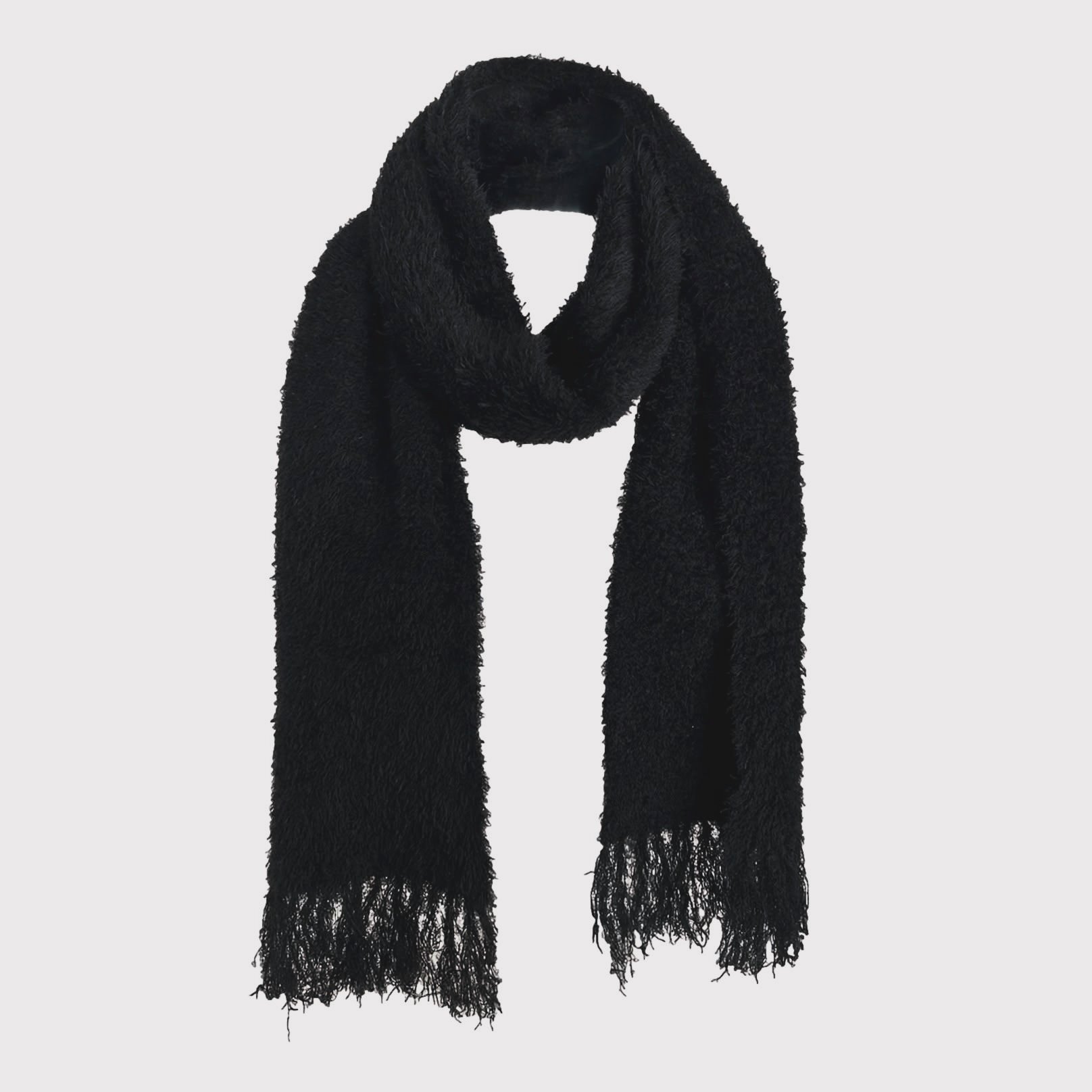 Shaggy Knit Scarf(FUR KNIT) BLACK | MINUS OFFIC