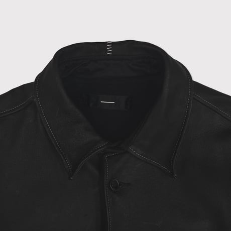 Skin Car Coat(VEGETABLE TANNING PIG LEATHER)BLACK