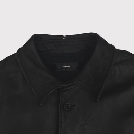 Skin Car Coat(VEGETABLE TANNING PIG LEATHER)DEADSTOCK BK