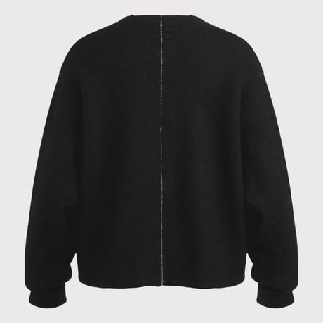 Cut Off 1B Cardigan With Signature(NEEDLE SHAGGY MOHAIR)BLACK