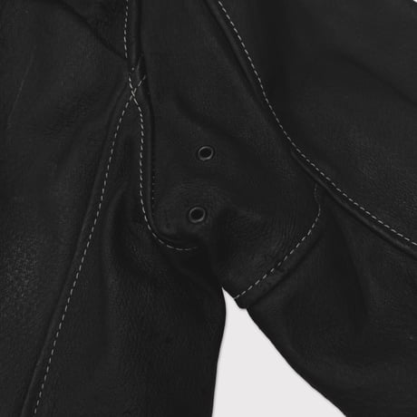 Skin Car Coat(VEGETABLE TANNING PIG LEATHER)BLACK
