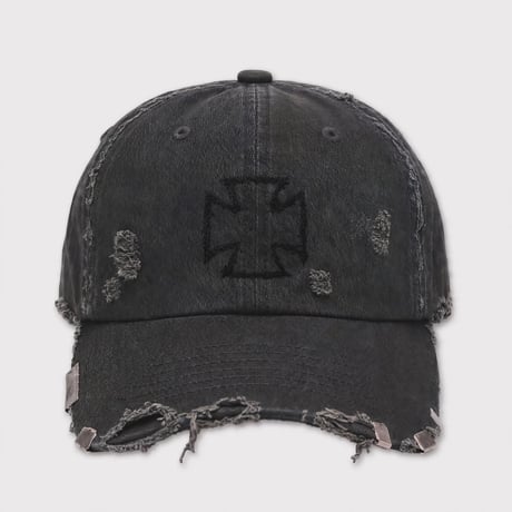 Bootleg Distressed Cross Cap With DAMAGED(CLASSIC TIWLL)SUNFADE BLACK