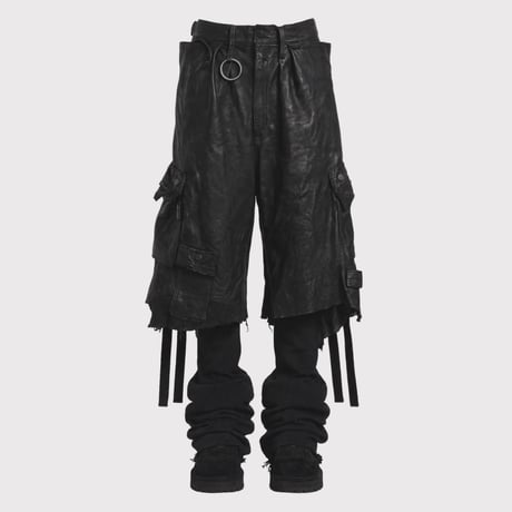 Flare Leggings With Damaged(CLASSIC WAFFLE KNIT)BLACK