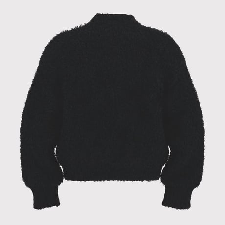 Bootleg Distressed Cross Shaggy Knit Jumper(FUR KNIT)BLACK