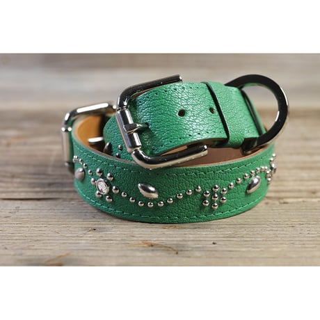 Dog & Owner Matching 25mm Studs Flowers and Leaves Design Goatskin Colla & Braceletr
