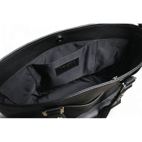 Goatskin & Cowhide & Sheet Woven Nylon Sholder Tote Bag / Nocturne Trim Studs Design