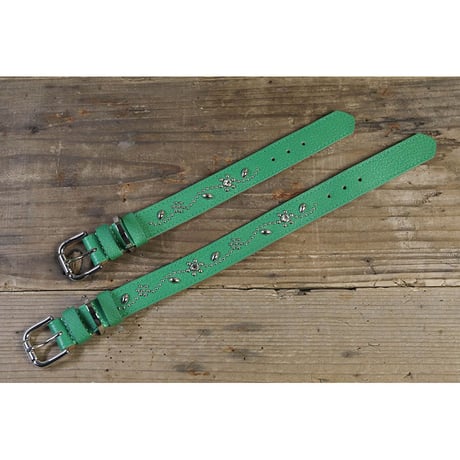 Dog & Owner Matching 25mm Studs Flowers and Leaves Design Goatskin Colla & Braceletr