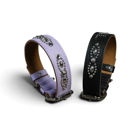 Goatskin & Calfskin Collar / Nocturne Trim Studs Design