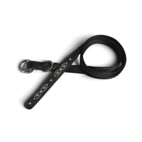 Goatskin & Sheet Woven Nylon Double-Ring Narrow Belt / Nocturne Trim Studs Design