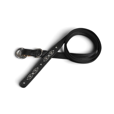 Goatskin & Sheet Woven Nylon Double-Ring Narrow Belt / Nocturne Trim Studs Design