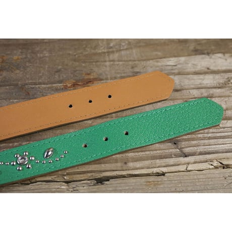 Dog & Owner Matching 25mm Studs Flowers and Leaves Design Goatskin Colla & Braceletr