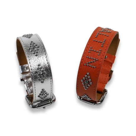 Goatskin & Calfskin Collar / Losange Univers Studs Design