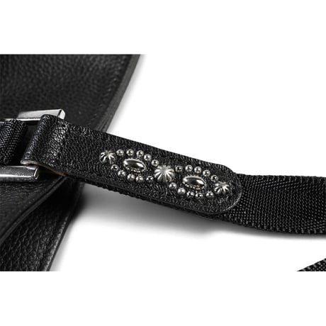 Goatskin & Cowhide & Sheet Woven Nylon Sholder Tote Bag / Nocturne Trim Studs Design