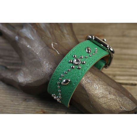Dog & Owner Matching 25mm Studs Flowers and Leaves Design Goatskin Colla & Braceletr