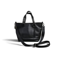 Goatskin & Cowhide & Sheet Woven Nylon Sholder Tote Bag / Nocturne Trim Studs Design
