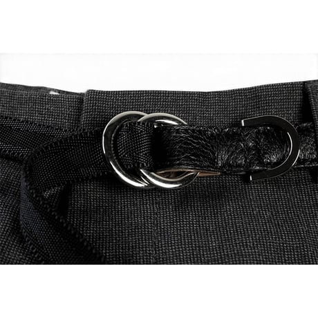 Goatskin & Sheet Woven Nylon Double-Ring Narrow Belt / Nocturne Trim Studs Design