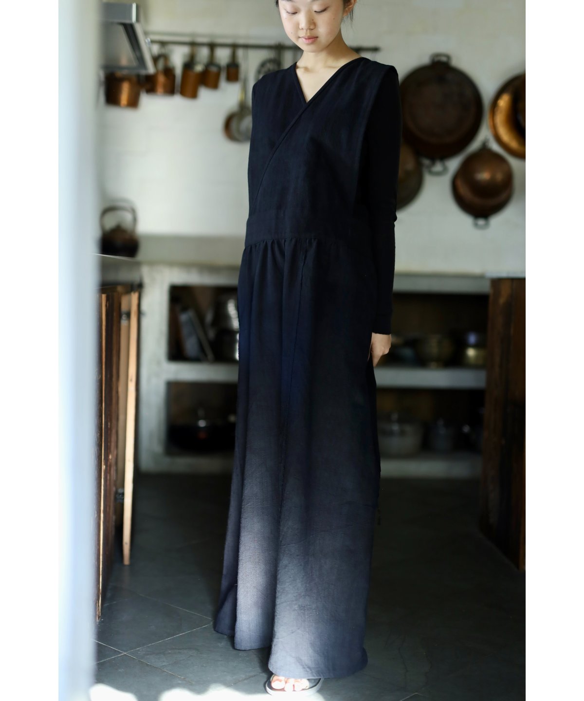 26_エプロンドレス size2 Lenten people handwoven cotton