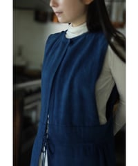 25_エプロンドレス size2 Lenten people handwoven cotton (indigo o dyed)