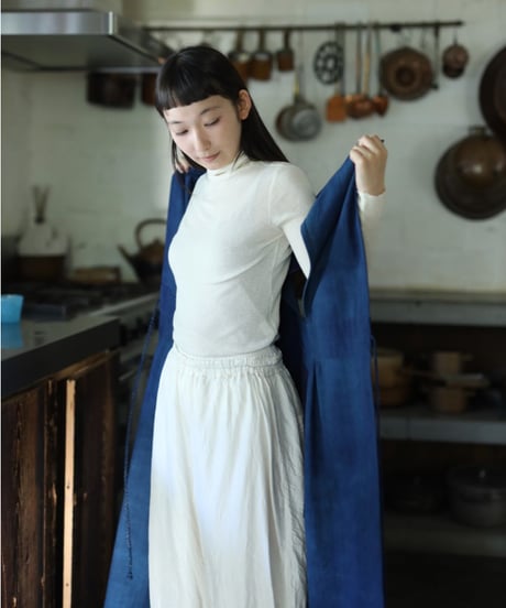25_エプロンドレス size2 Lenten people handwoven cotton (indigo o dyed)