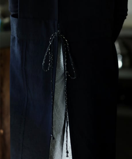 26_エプロンドレス size2 Lenten people handwoven cotton (indigo dark)