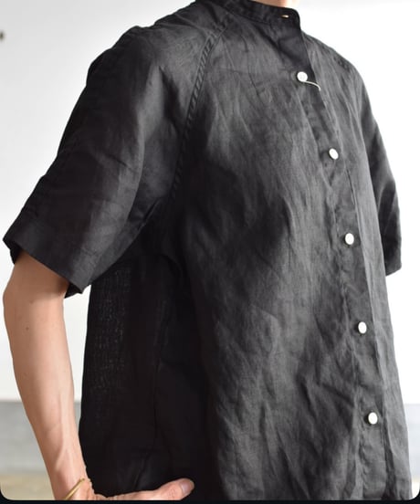 R&D.M.CO/LINEN GARMENT DYE RAGLAN HALF SLEEVE SHIRT