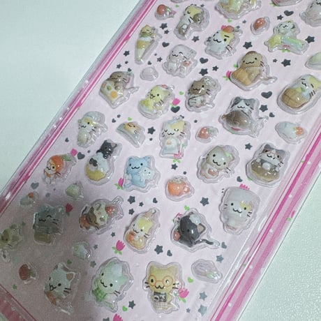 【POP POP POPCORN STICKER】 《DEKHO BOKHO/ピンク》ステッカーシール