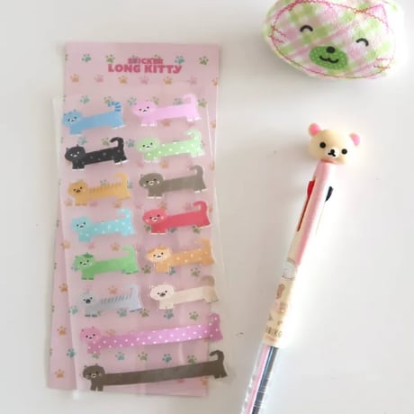 【クリアステッカー】《韓国作家KEZIM VILLAGE/LONG KITTY STICKER》 シール ステッカー