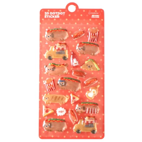 【3D DOTDOT STICKER】《韓国作家KEZIM VILLAGE/SWEET HOTDOG》 シール ステッカー