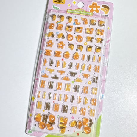 【POP OP POPCORN STICKER】 《KAKAOFRIENDS/ハングル文字(ピンク)》ステッカーシール