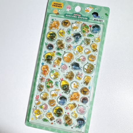 【POP OP POPCORN STICKER】 《KAKAOFRIENDS/Tales Under the Sea(グリーン)》ステッカーシール
