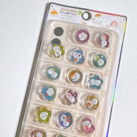 【Kira★Coro】 だいふくエナガ  おはじきシール ステッカーシール