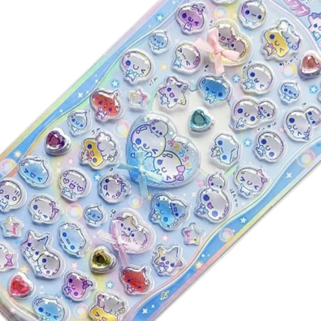 《B品》【リボン ジュエルプチドロップステッカー】《ぷくぷくあわわちゃん》 シール ステッカー