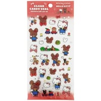 【クリアキャンディシール】 くまのがっこう×ハローキティ 《レッド》  シール ステッカー