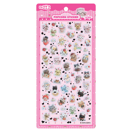 【POP POP POPCORN STICKER】 《DEKHO BOKHO/ピンク》ステッカーシール