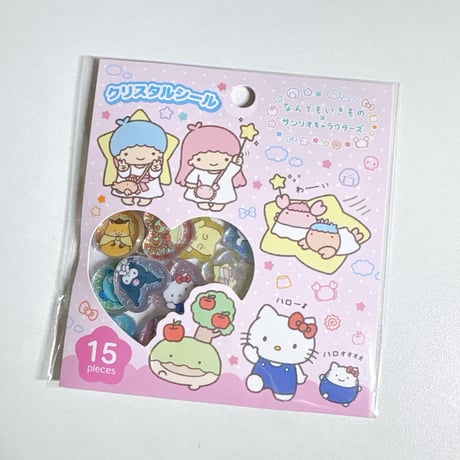 【クリスタルシール】 なんでもいきもの×サンリオ おはじきシール