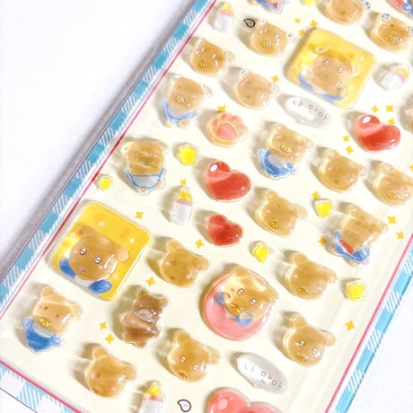 【POP OP POPCORN STICKER】 《カムジャ/赤ちゃん(ブルー)》ステッカーシール