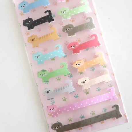【クリアステッカー】《韓国作家KEZIM VILLAGE/LONG KITTY STICKER》 シール ステッカー