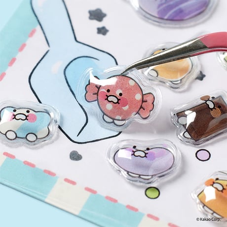 【POP OP POPCORN STICKER】 《KAKAOFRIENDS/HAPPY MIX(ライトブルー)》ステッカーシール