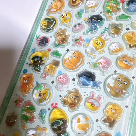 【POP OP POPCORN STICKER】 《KAKAOFRIENDS/Tales Under the Sea(グリーン)》ステッカーシール