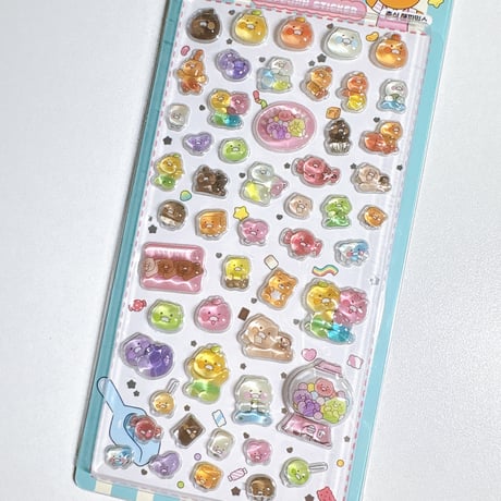 【POP OP POPCORN STICKER】 《KAKAOFRIENDS/HAPPY MIX(ライトブルー)》ステッカーシール