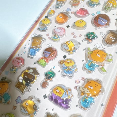 【POP OP POPCORN STICKER】 《KAKAOFRIENDS/Welcome to Korea(オレンジ)》ステッカーシール