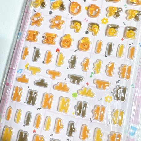 【POP OP POPCORN STICKER】 《KAKAOFRIENDS/ハングル文字(ピンク)》ステッカーシール