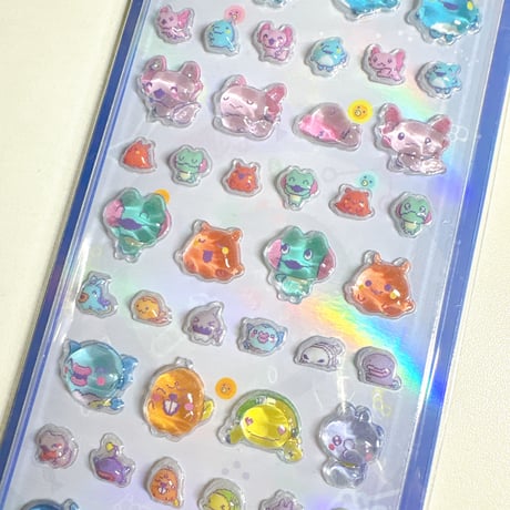 【POP POP POPCORN STICKER】 《たまごっちパラダイス/Dot Blue Water》ステッカーシール