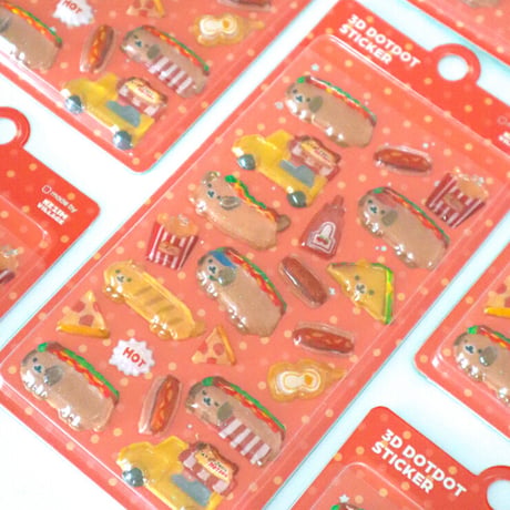 【3D DOTDOT STICKER】《韓国作家KEZIM VILLAGE/SWEET HOTDOG》 シール ステッカー
