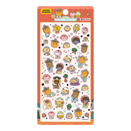 【POP OP POPCORN STICKER】 《KAKAOFRIENDS/Welcome to Korea(オレンジ)》ステッカーシール
