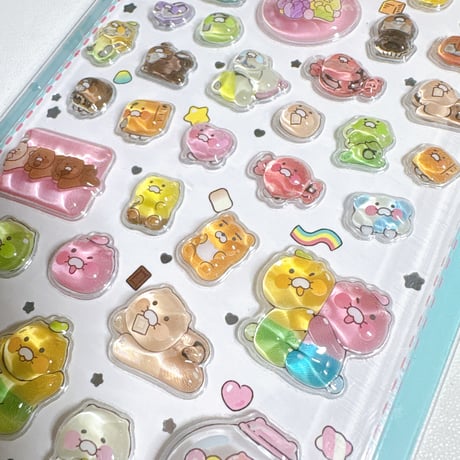 【POP OP POPCORN STICKER】 《KAKAOFRIENDS/HAPPY MIX(ライトブルー)》ステッカーシール